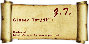 Glaser Tarján névjegykártya